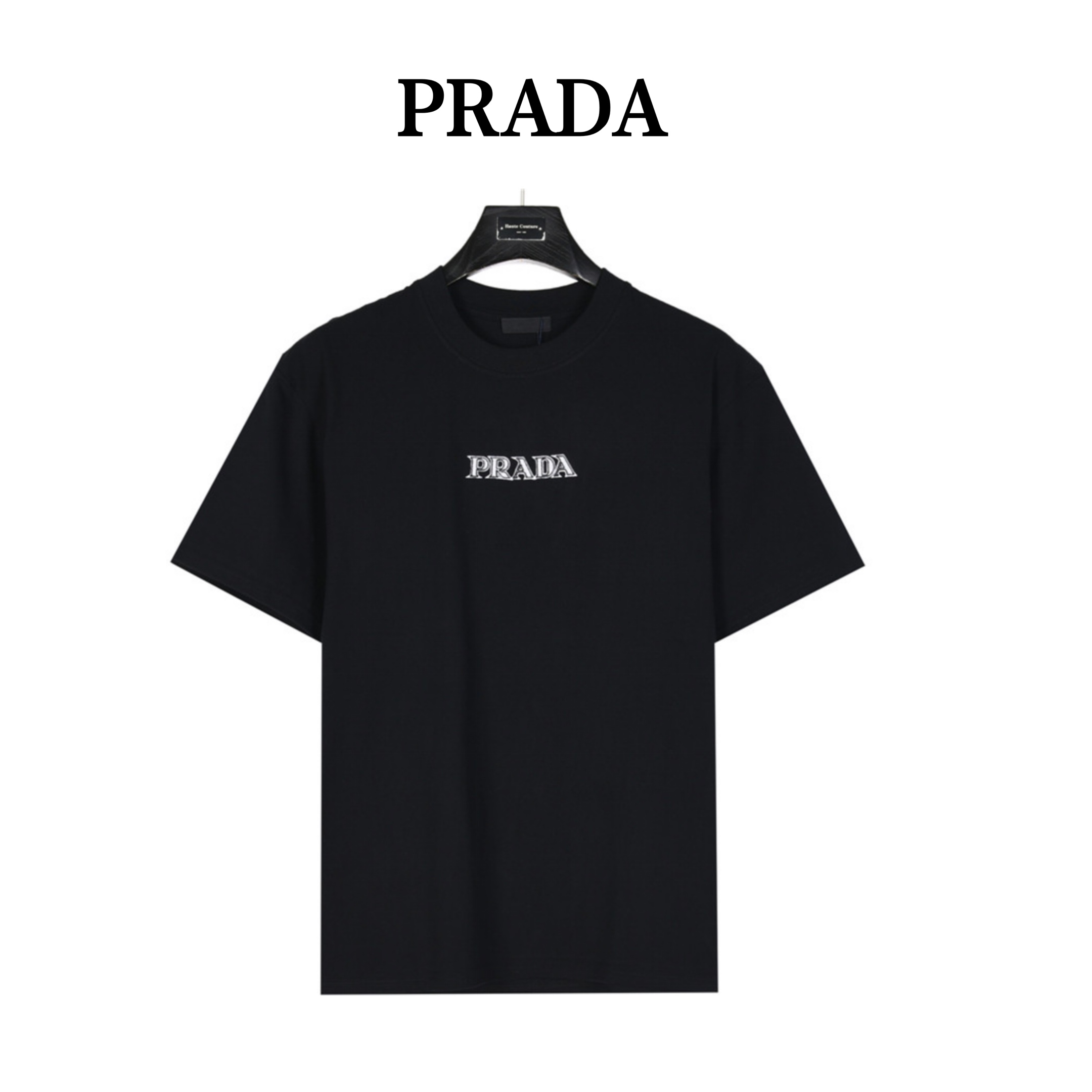 160 Prada/普拉达 胸前立体logo刺绣短袖T恤 简约百搭经典~神T