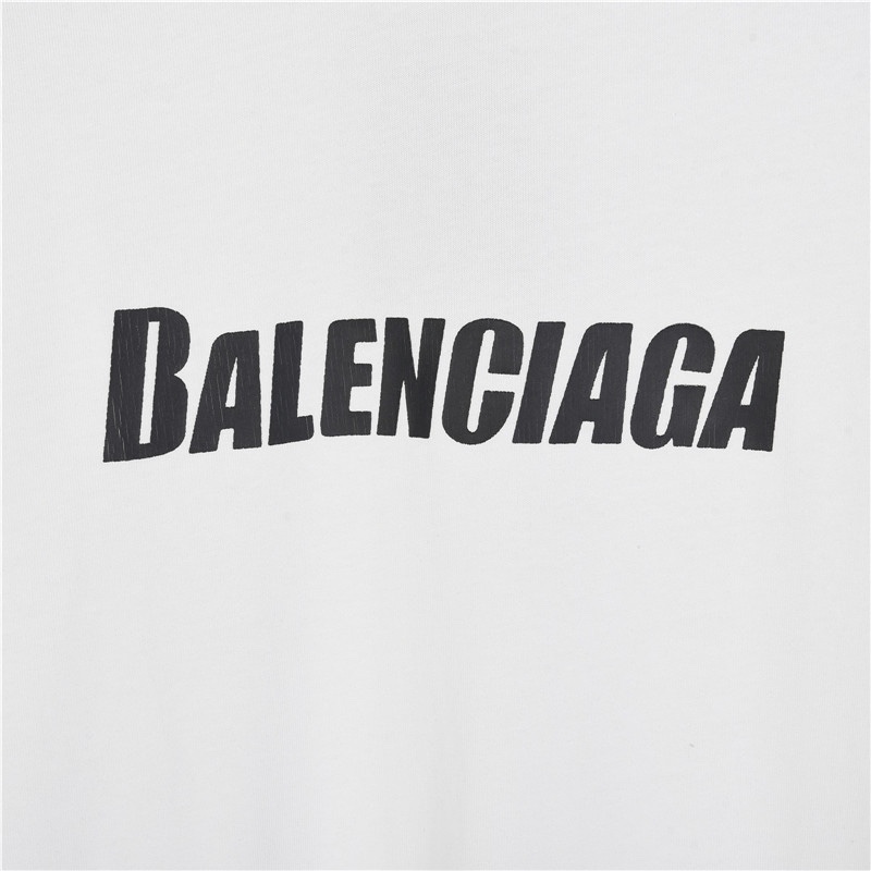 Balenciaga/巴黎世家 冰裂纹破坏短袖T恤 定织定染260g精梳棉 螺纹面料同缸定染100色差 印花采用直裂胶浆