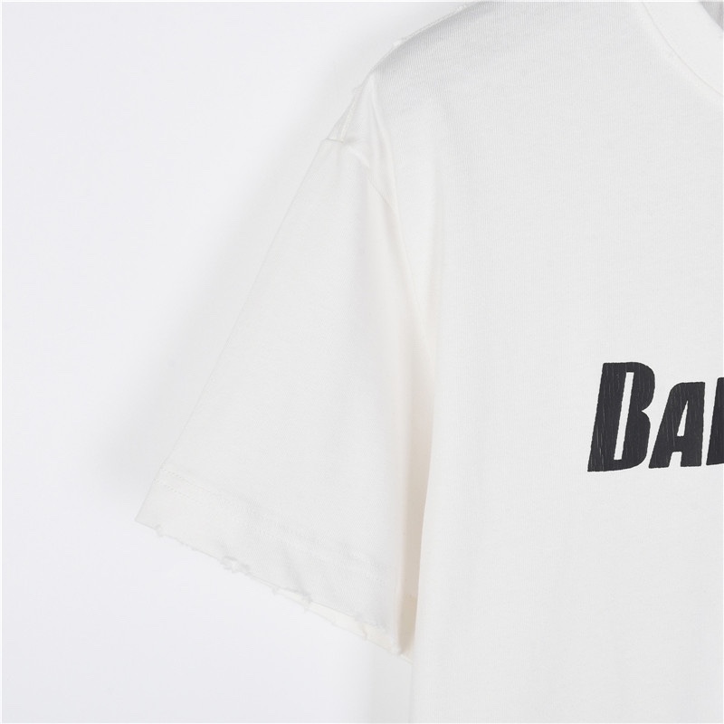 Balenciaga/巴黎世家 冰裂纹破坏短袖T恤 定织定染260g精梳棉 螺纹面料同缸定染100色差 印花采用直裂胶浆