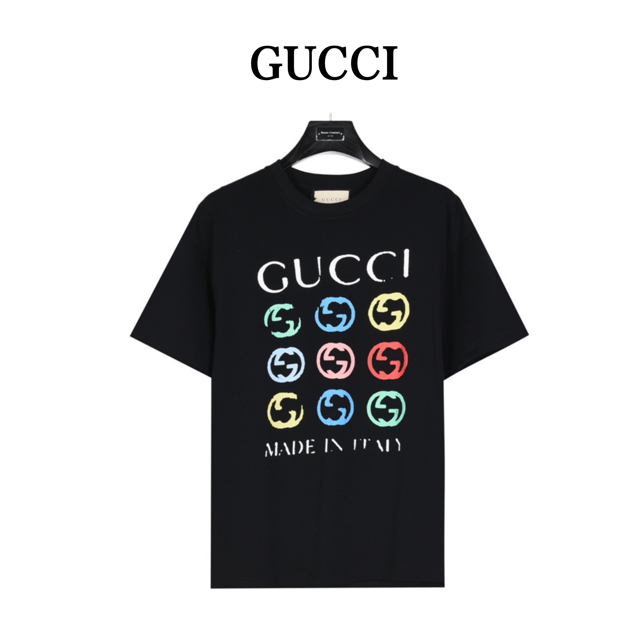 Gucci/古驰 24ss 涂鸦双G多彩印花短袖T恤