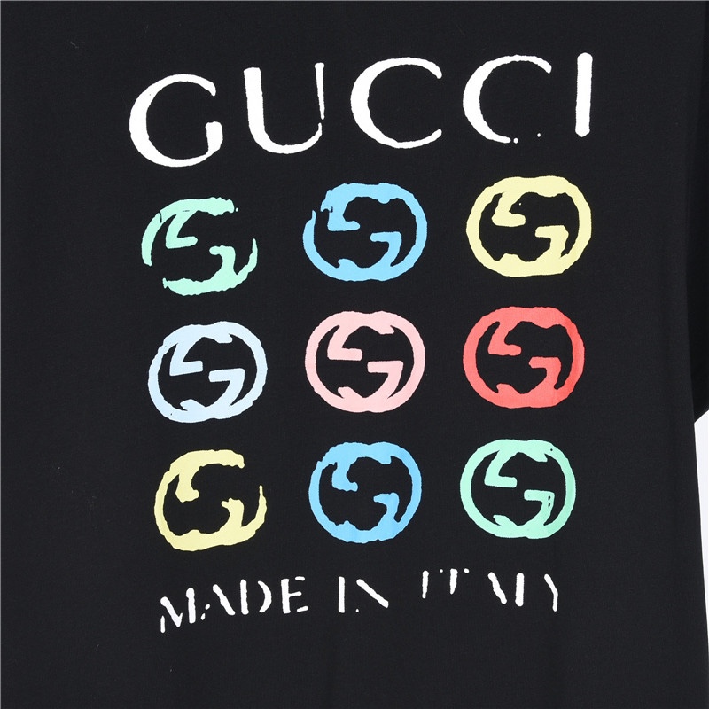 Gucci/古驰 24ss 涂鸦双G多彩印花短袖T恤