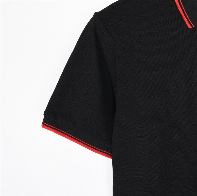 Gucci/古驰24ss 双G刺绣黑红条纹短袖Polo衫