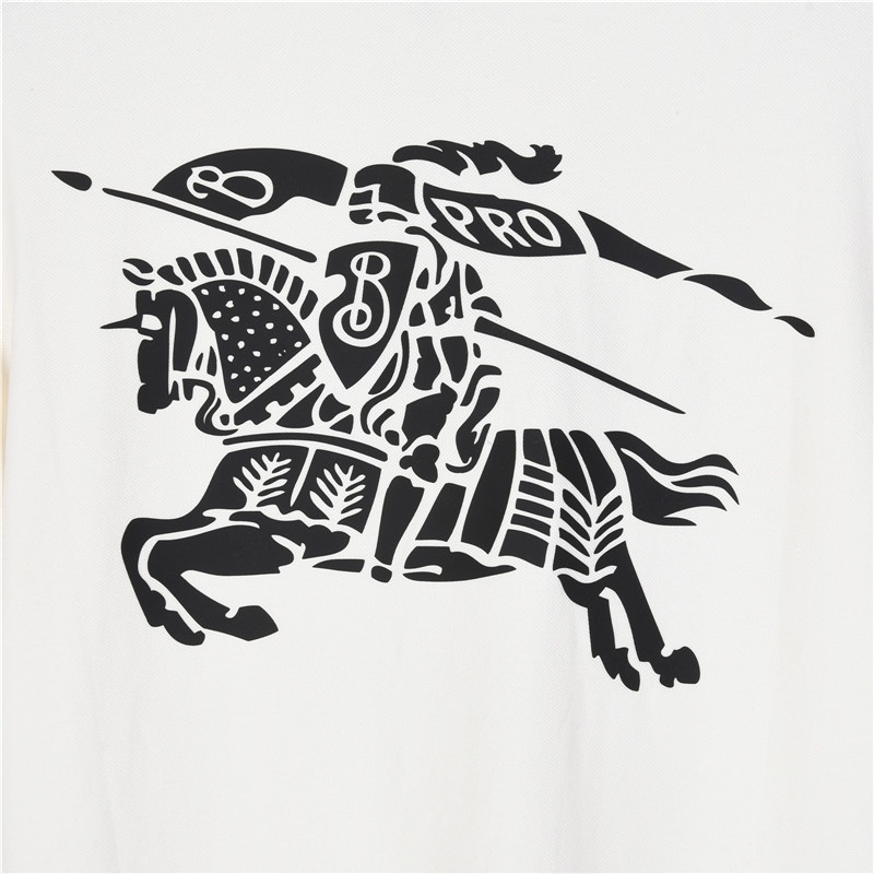 Burberry/巴宝莉 胸前字母及背后战马印花短袖Polo衫黑色 白色
