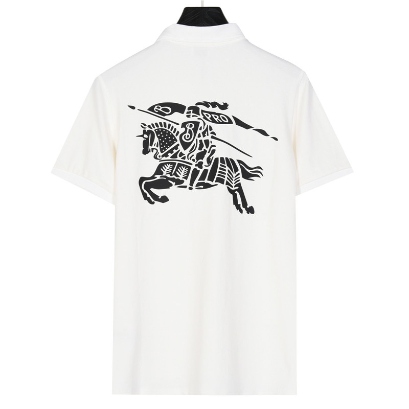 Burberry/巴宝莉 胸前字母及背后战马印花短袖Polo衫黑色 白色