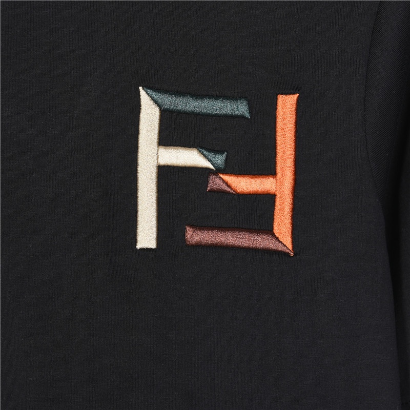 Fendi/芬迪 双F撞色logo刺绣短袖T恤