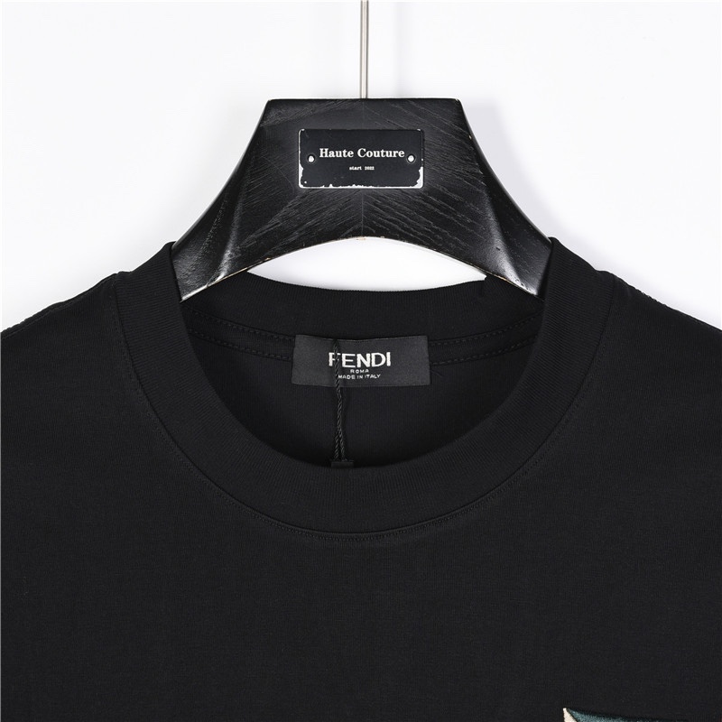 Fendi/芬迪 双F撞色logo刺绣短袖T恤