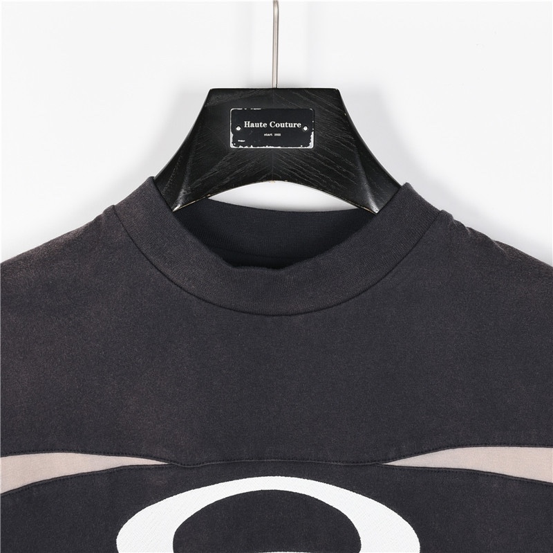 Balenciaga/巴黎世家 24SS新款王炸机车风双环刺绣拼接短袖T恤