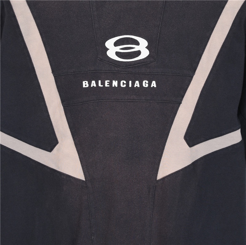 Balenciaga/巴黎世家 24SS新款王炸机车风双环刺绣拼接短袖T恤