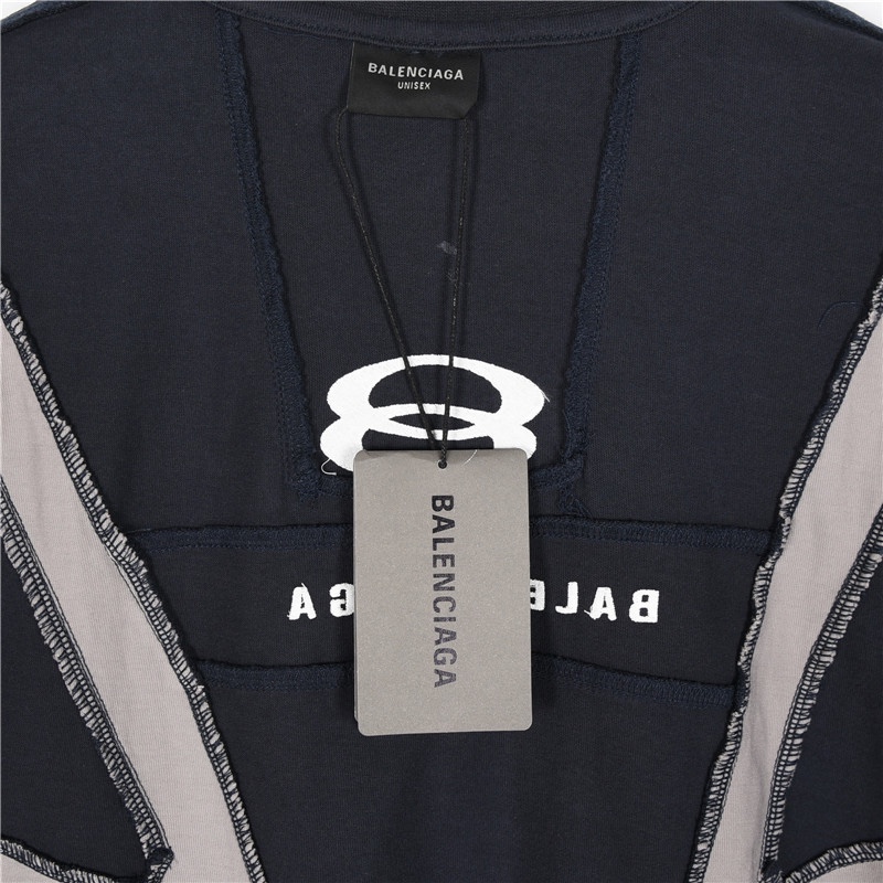 Balenciaga/巴黎世家 24SS新款王炸机车风双环刺绣拼接短袖T恤