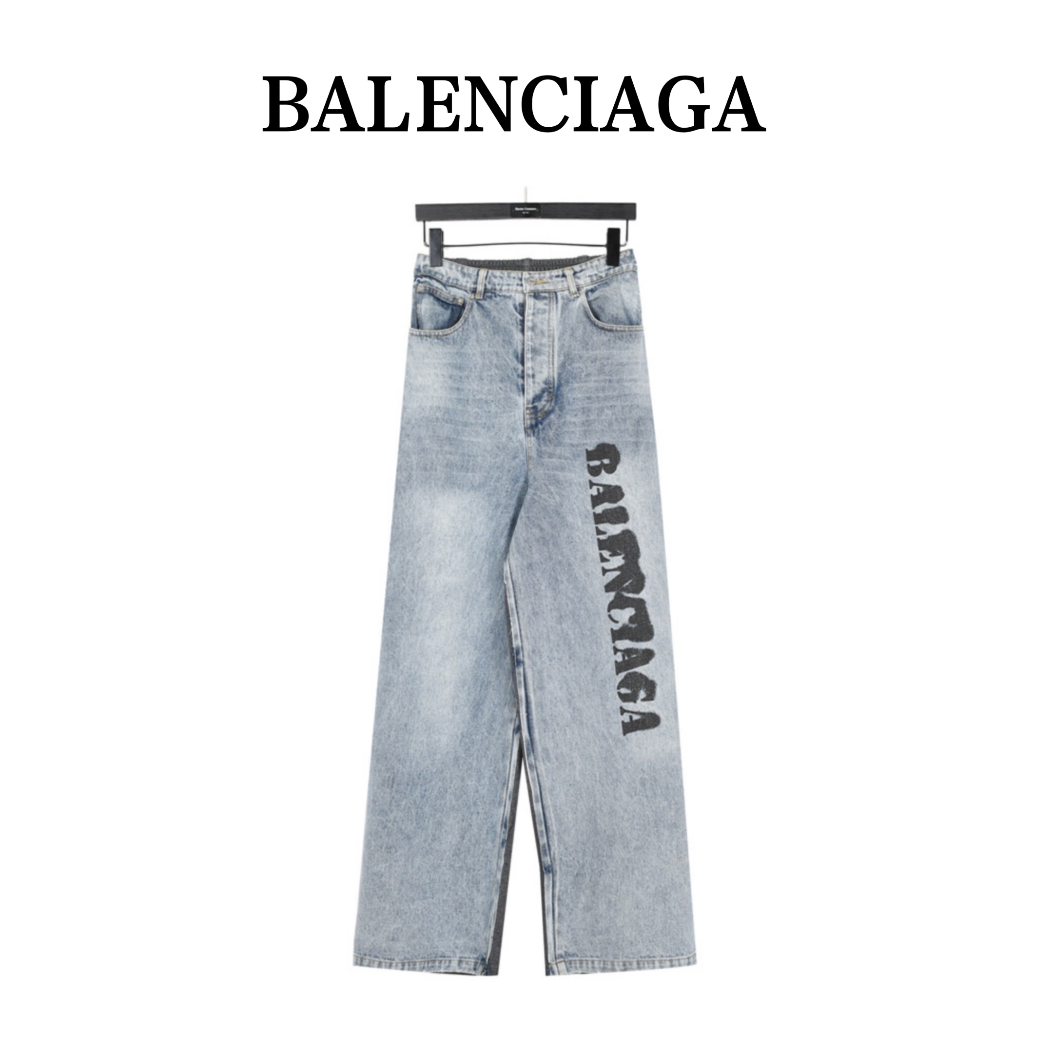 Balenciaga/巴黎世家 2024新款拼接印花牛仔裤