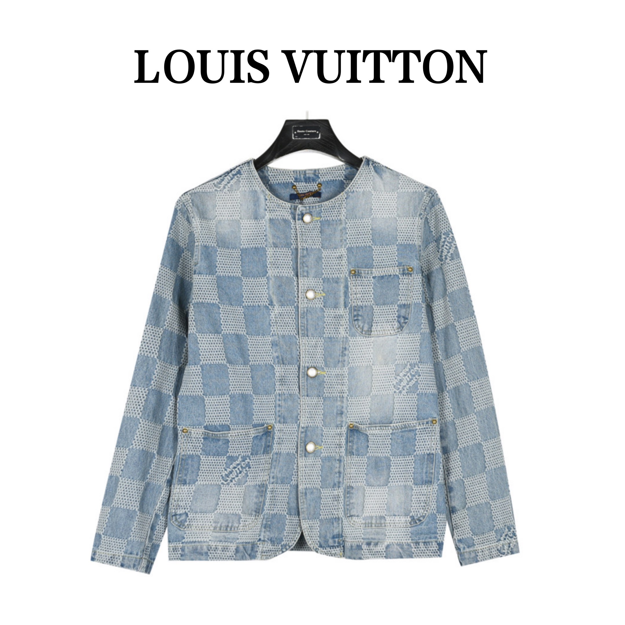 LouisVuitton/路易威登 24ss 圆领棋盘格牛仔外套