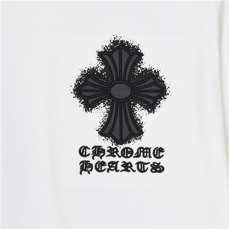 Chrome Hearts/克罗心 压皮十字架刺绣及泼墨印花短袖T恤