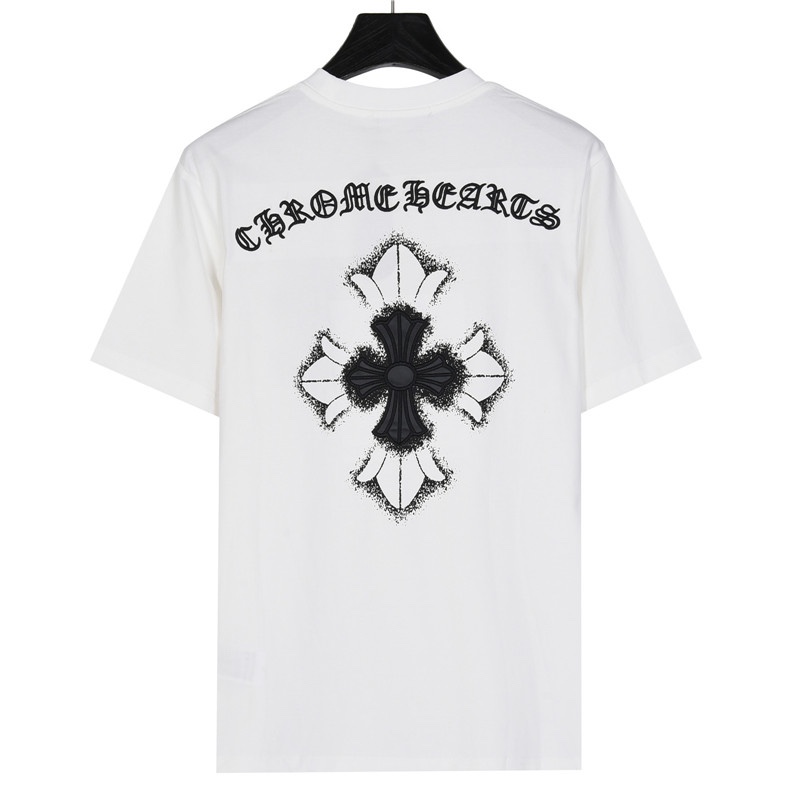 Chrome Hearts/克罗心 压皮十字架刺绣及泼墨印花短袖T恤