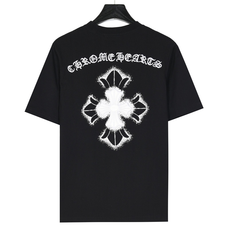Chrome Hearts/克罗心 压皮十字架刺绣及泼墨印花短袖T恤