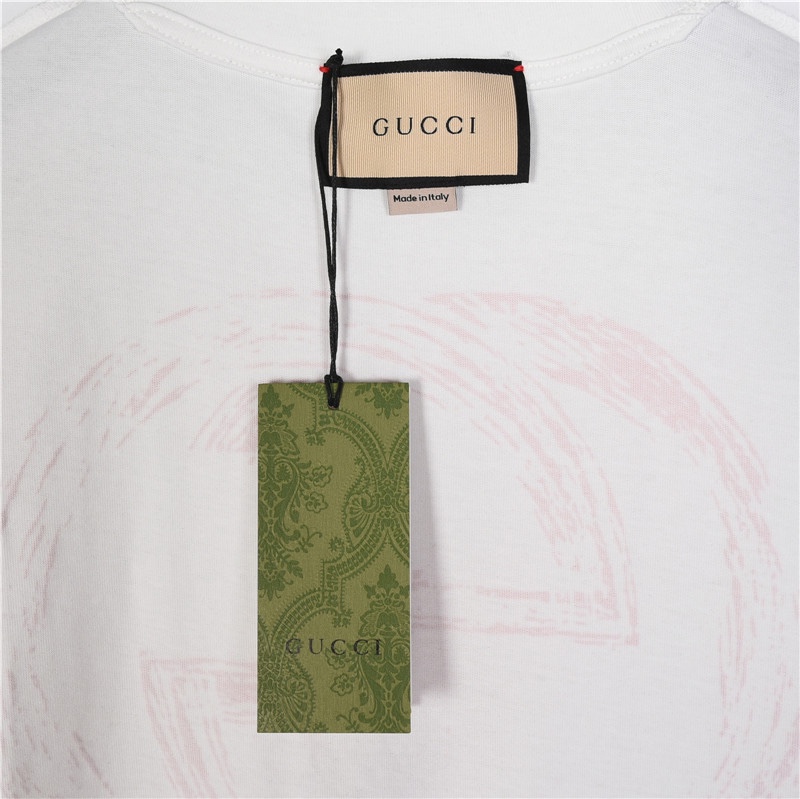 Gucci/古驰 双G绳绣及后背斑驳印花短袖T恤