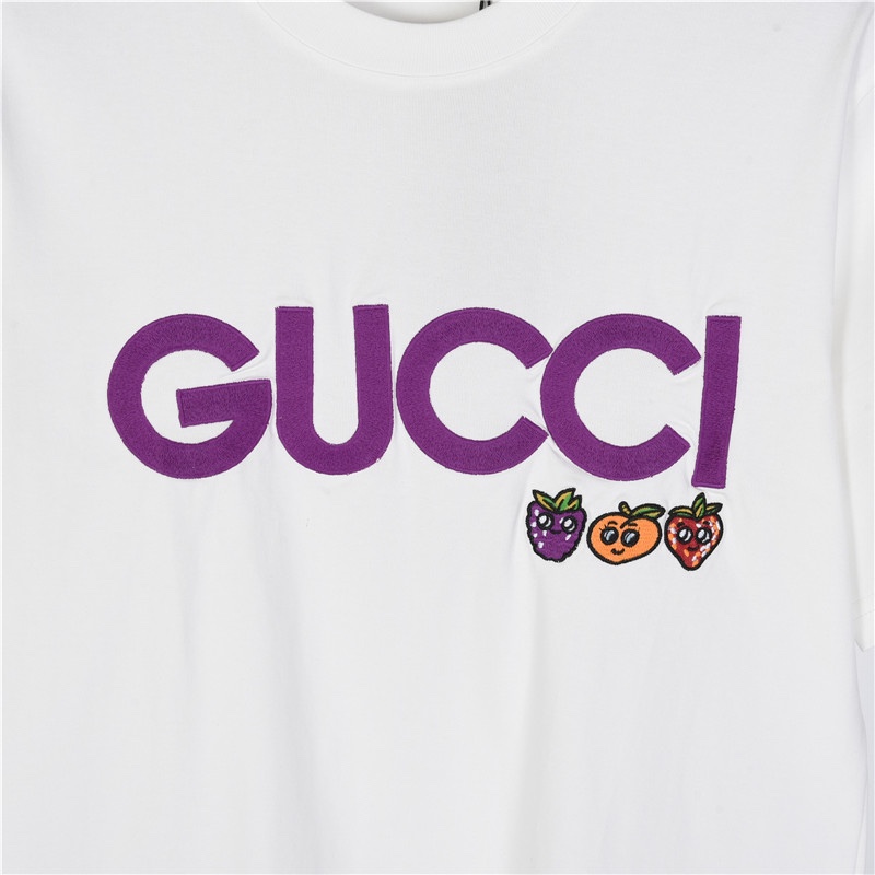 Gucci/古驰 24ss logo及水果刺绣短袖T恤