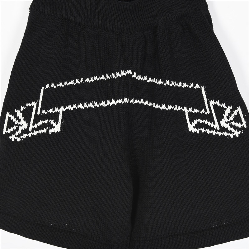 ASKYURSELF 立体裁剪卷轴毛线针织短裤黑色