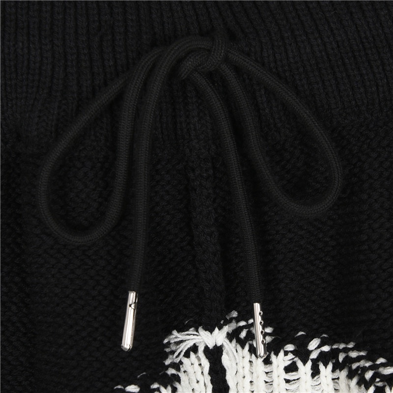 ASKYURSELF 立体裁剪卷轴毛线针织短裤黑色