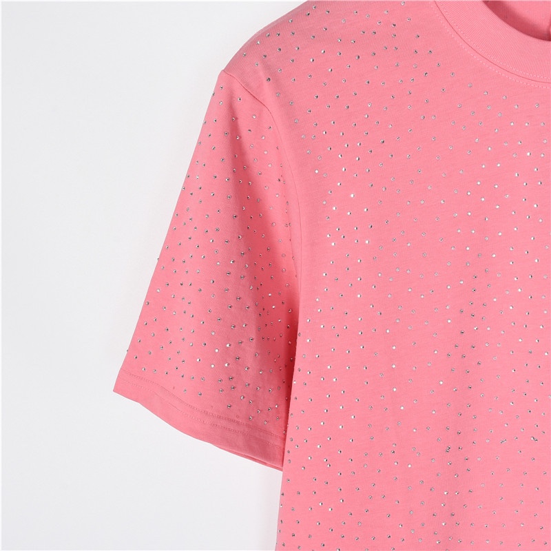 Balenciada/巴黎世家 满天星满烫钻短袖T恤粉色-Chinese UA Cheap High Quatity Brand Clothes Bags handbags Sneakers wholesale wholesaler seller from China Factory suppliers Fashion Clothing Shoes best Quality Beautiful Price Balenciada/巴黎世家 满天星满烫钻短袖T恤粉色