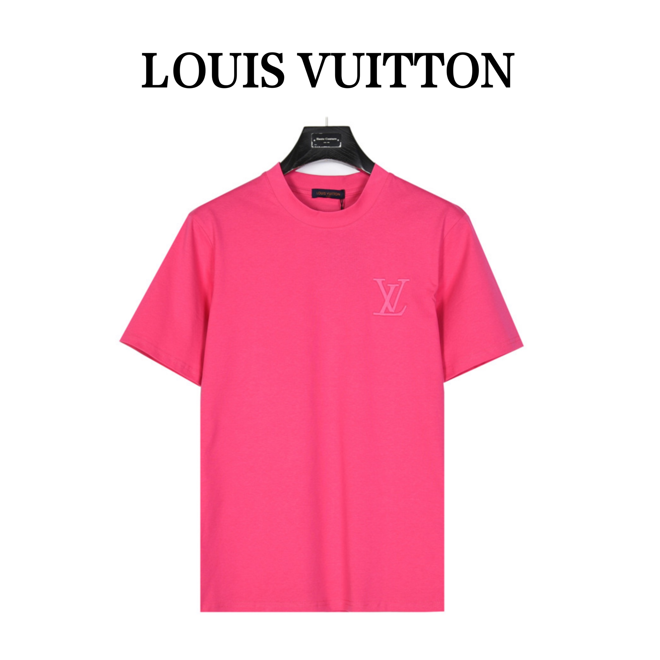 LouisVuitton/路易威登 胸口暗纹logo刺绣短袖T恤 天蓝色粉色