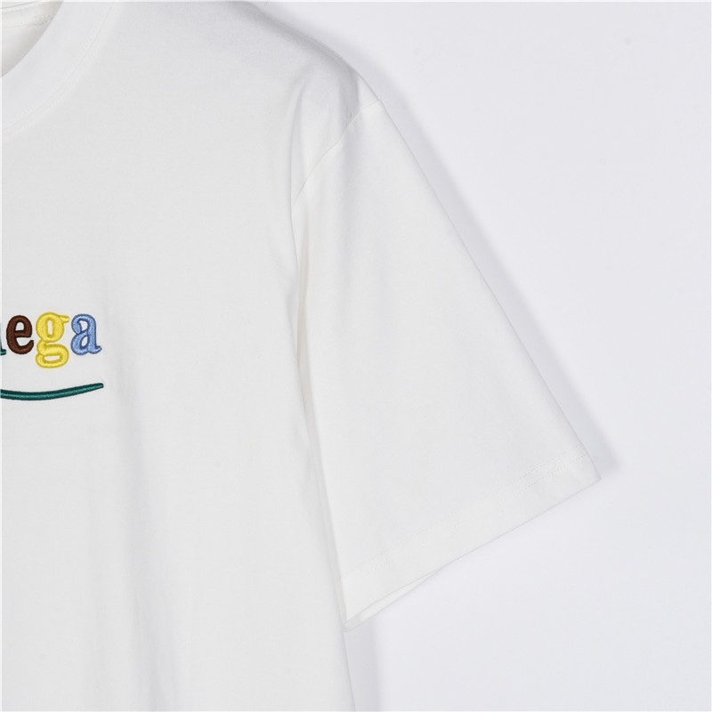 Balenciaga/巴黎世家 彩色字母刺绣短袖T恤白色 Size