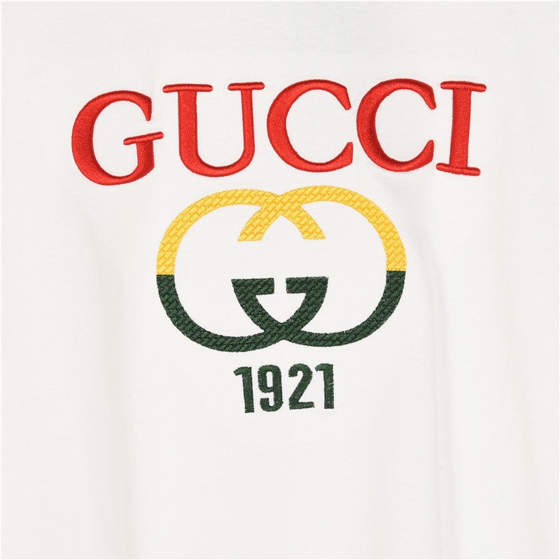 Gucci/古驰 黄绿拼色双G刺绣logo短袖T恤