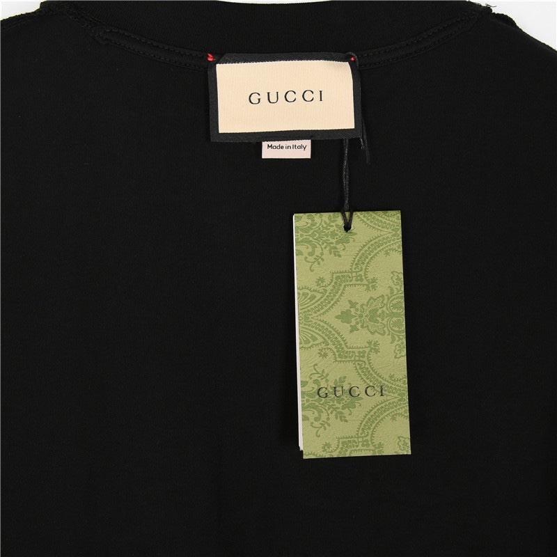 Gucci/古驰 黄绿拼色双G刺绣logo短袖T恤