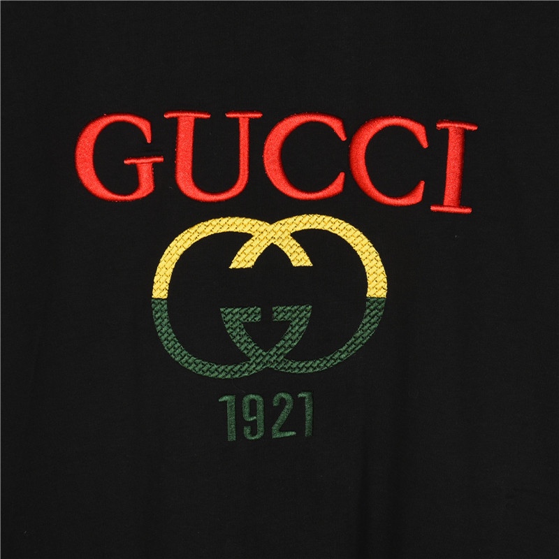 Gucci/古驰 黄绿拼色双G刺绣logo短袖T恤