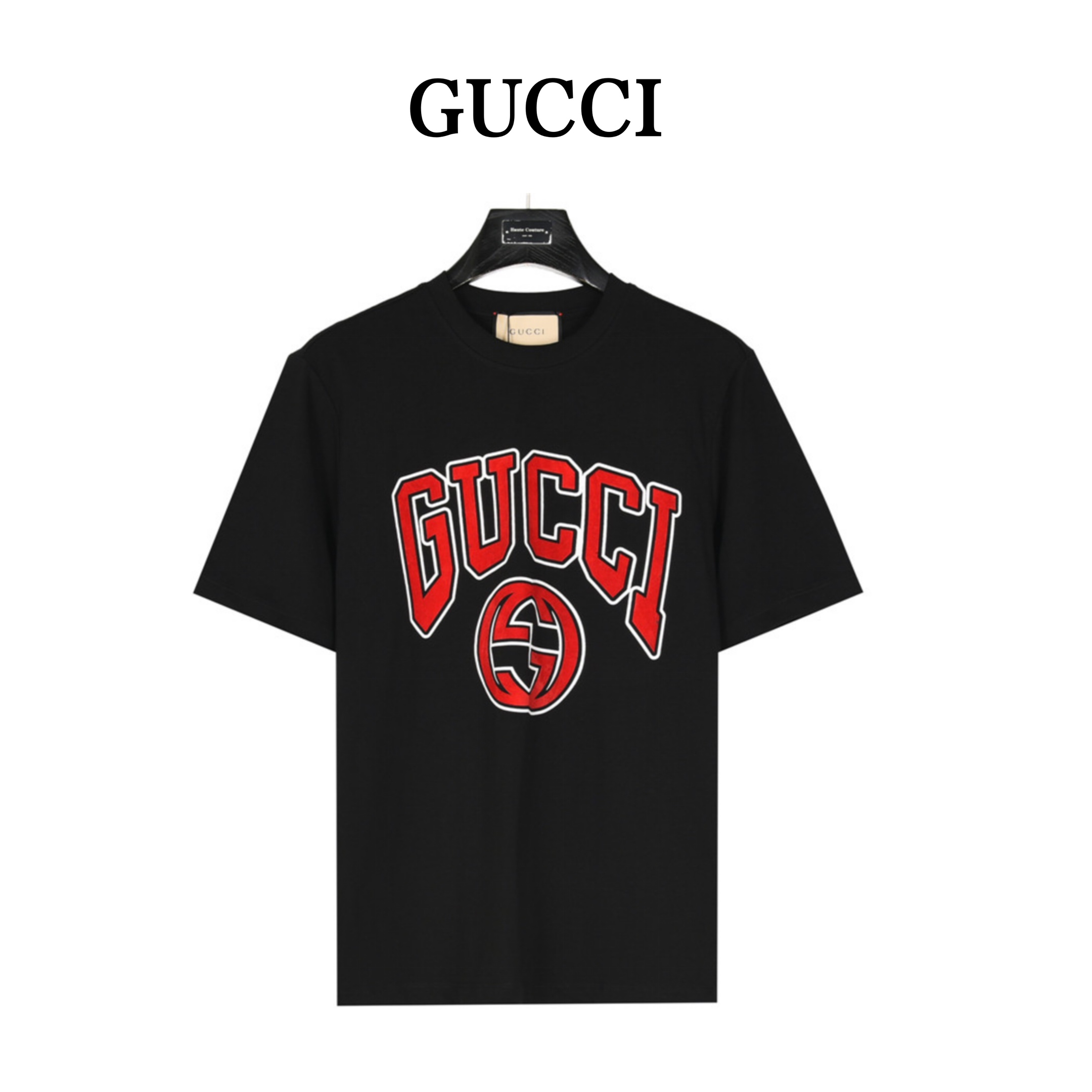 Gucci/古驰 红色双G字母大logo印花短袖T恤