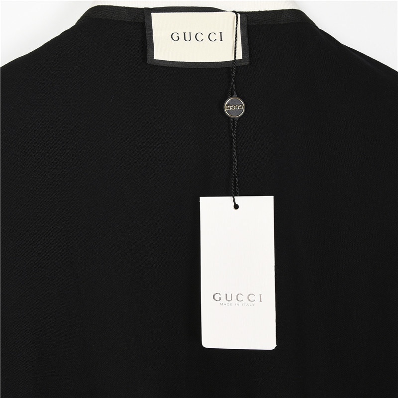 Gucci/古驰 袖口红边胸口双G刺绣短袖Polo衫