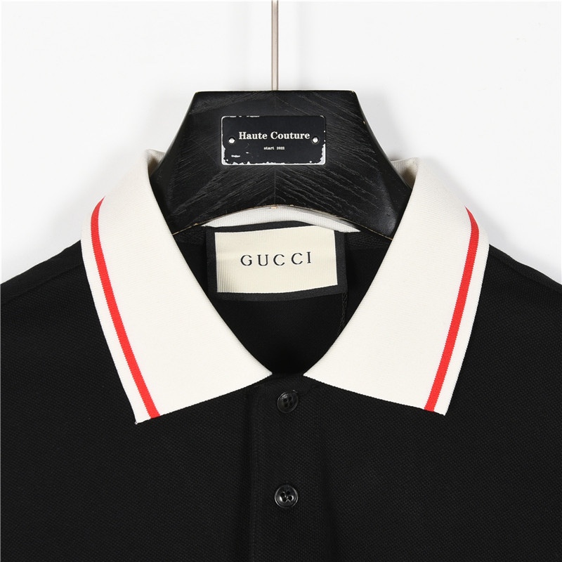 Gucci/古驰 袖口红边胸口双G刺绣短袖Polo衫