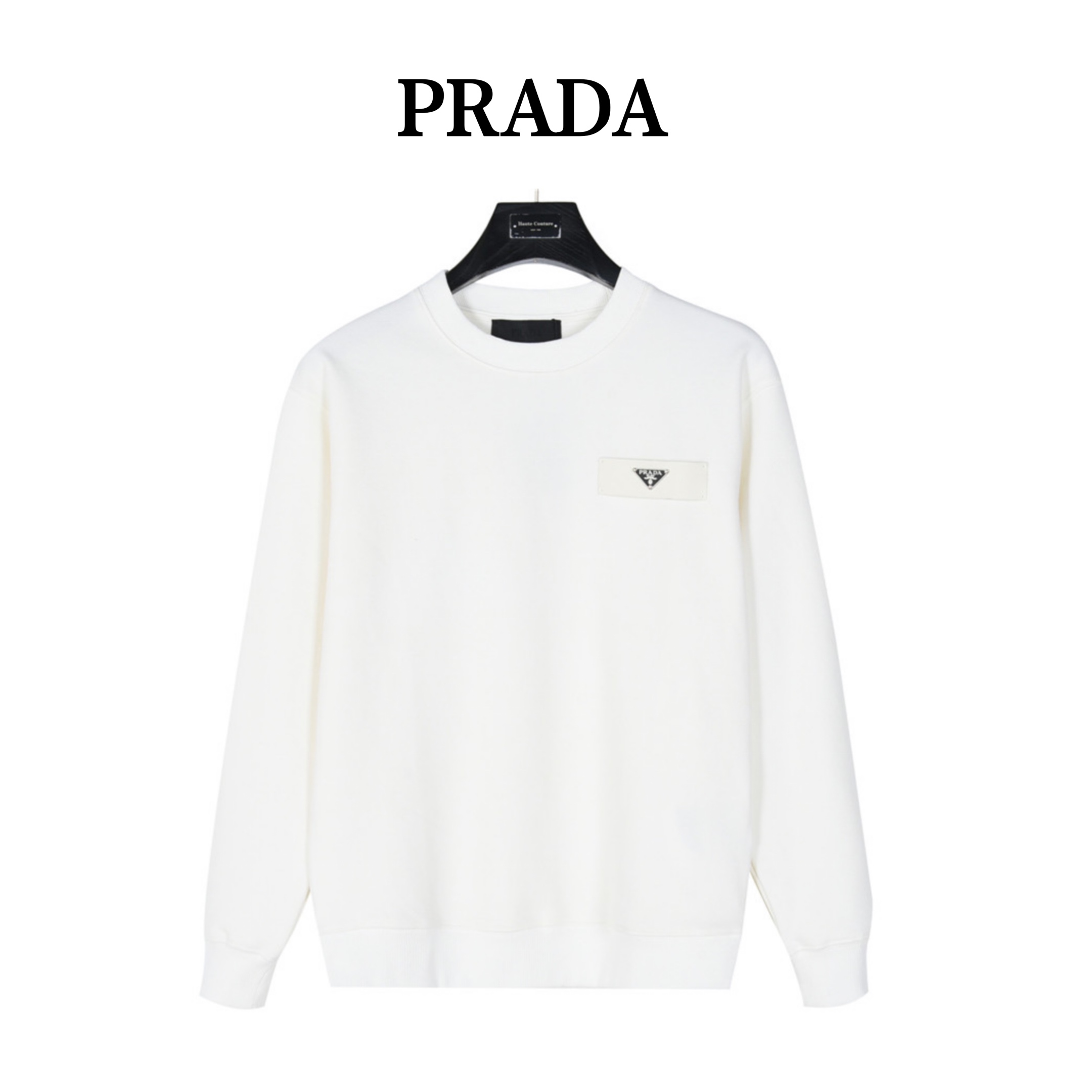 Prada/普拉达 24Fw 侧边三角标拼接圆领卫衣