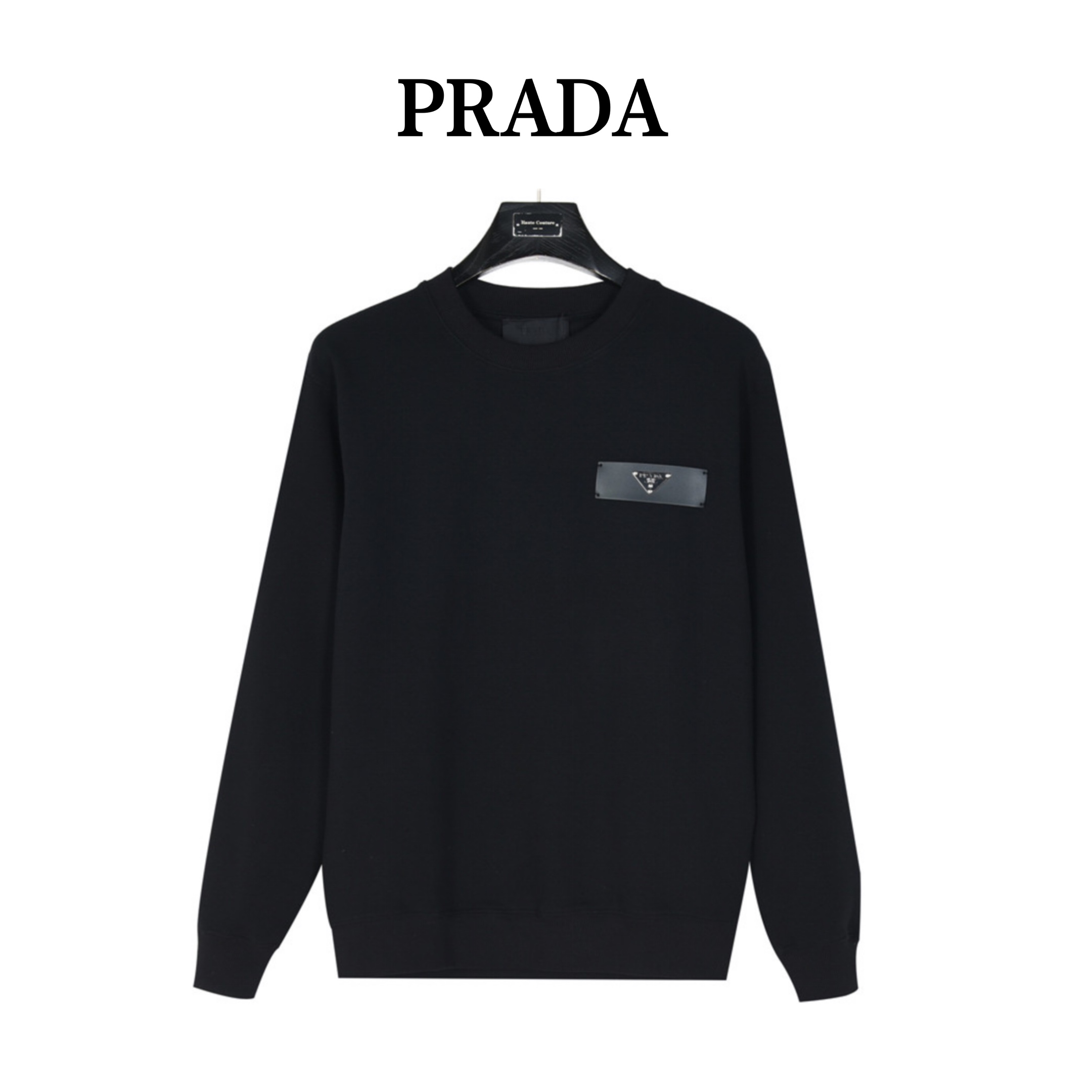 Prada/普拉达 24Fw 侧边三角标拼接圆领卫衣