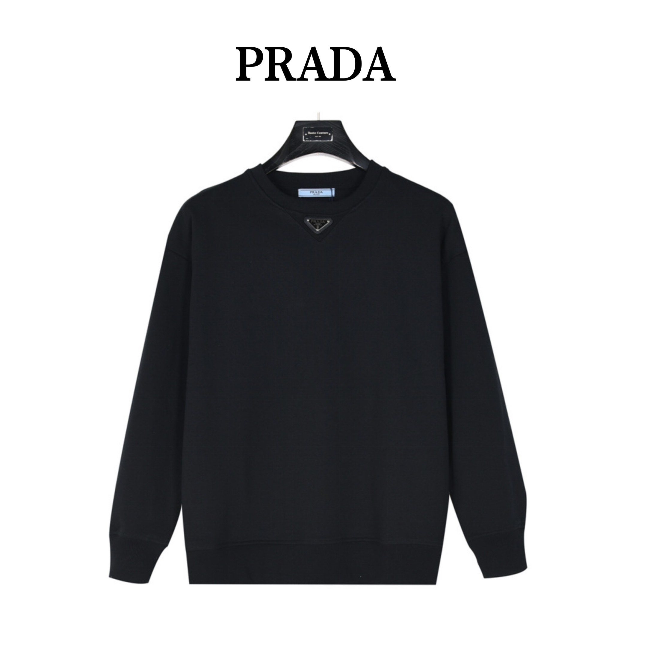 Prada/普拉达 领口三角标镶嵌圆领卫衣