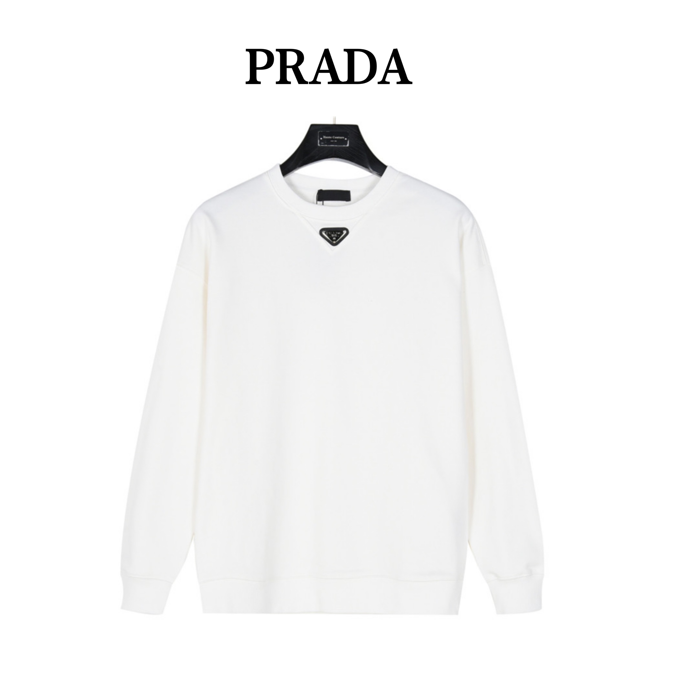 Prada/普拉达 领口三角标镶嵌圆领卫衣