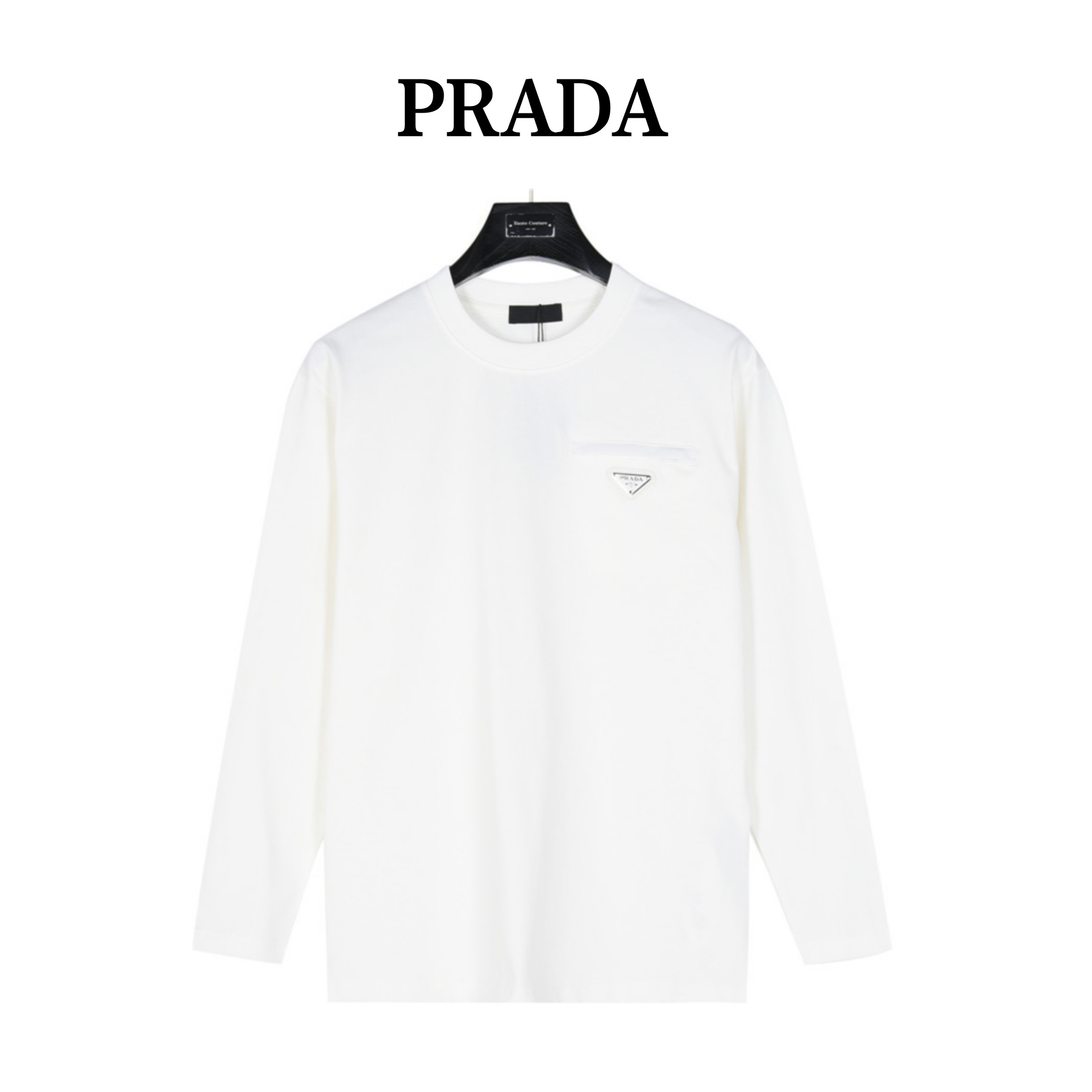 Prada/普拉达 24Fw 口袋三角标金属徽标长袖T恤