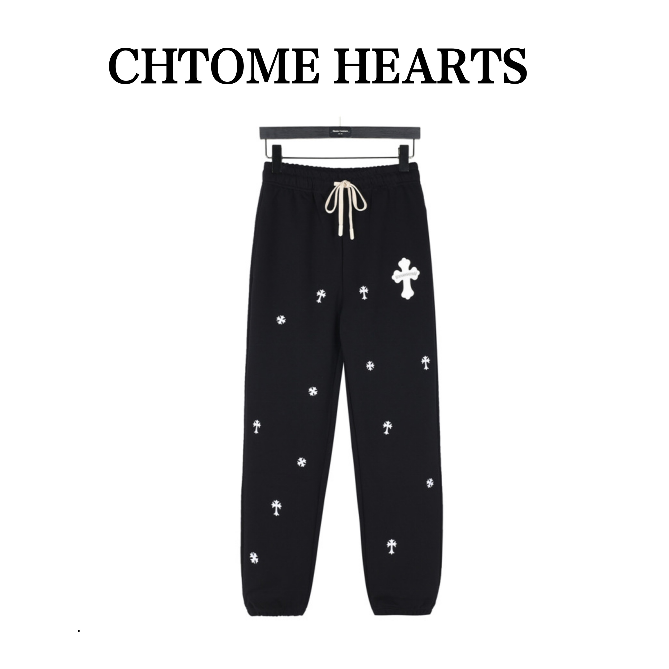 Chrome Hearts Roupa Calças Preto Cinzento Bordados Algodão Fashion