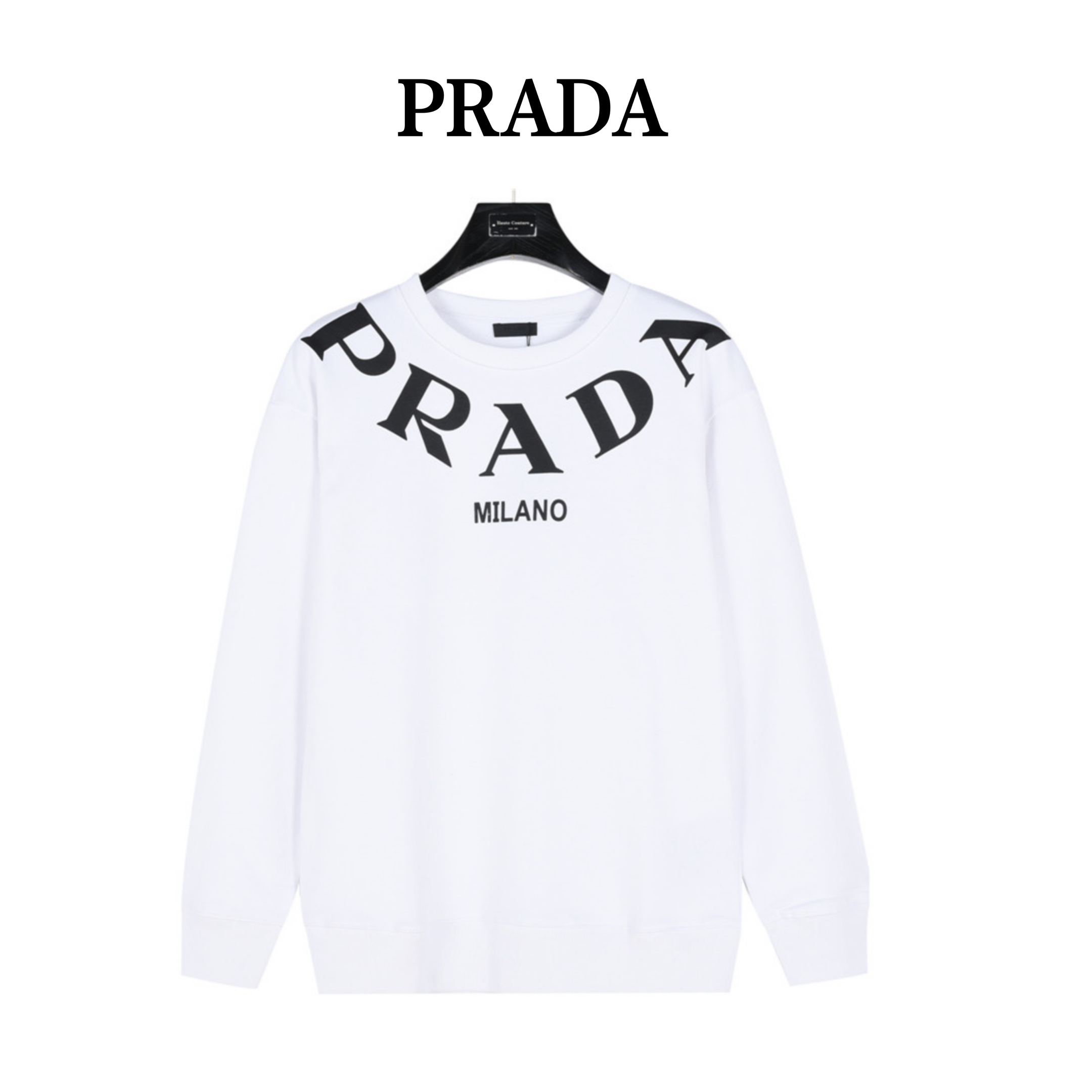 PRADA/普拉达 领口大logo标识印花棉质圆领卫衣