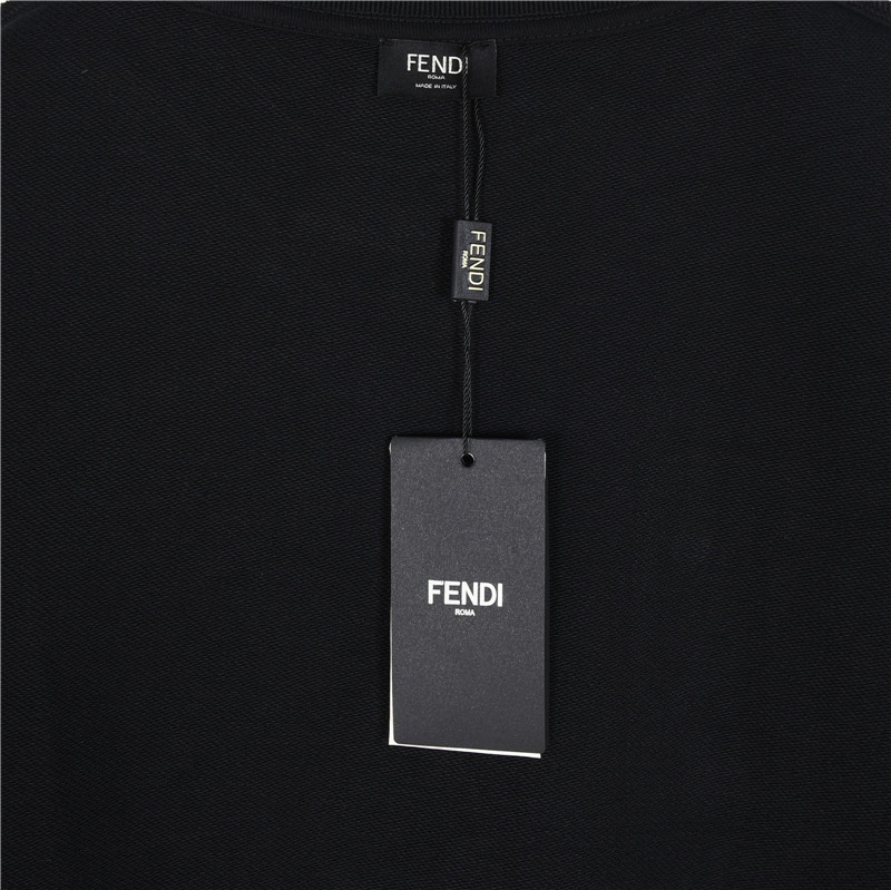 Fendi/芬迪 24Fw FF皮革饰边拉链口袋圆领卫衣