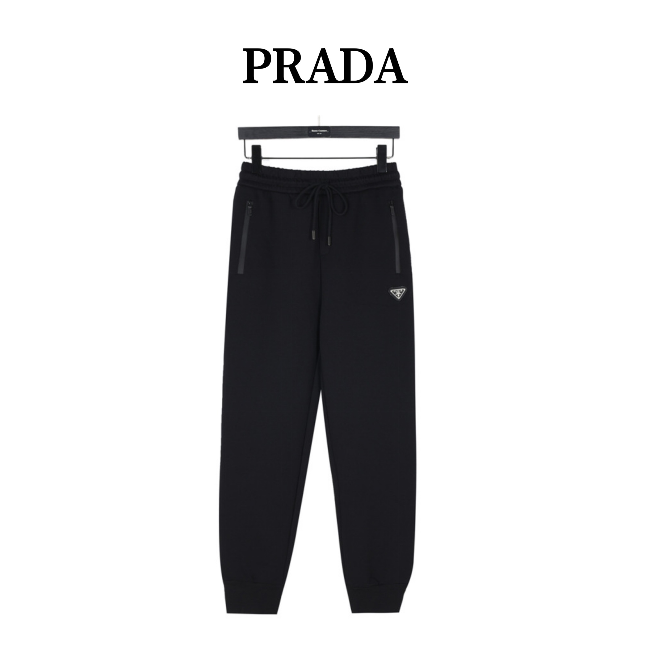 Prada/普拉达 24Fw 三角标皮条拉链口袋及logo刺绣长裤