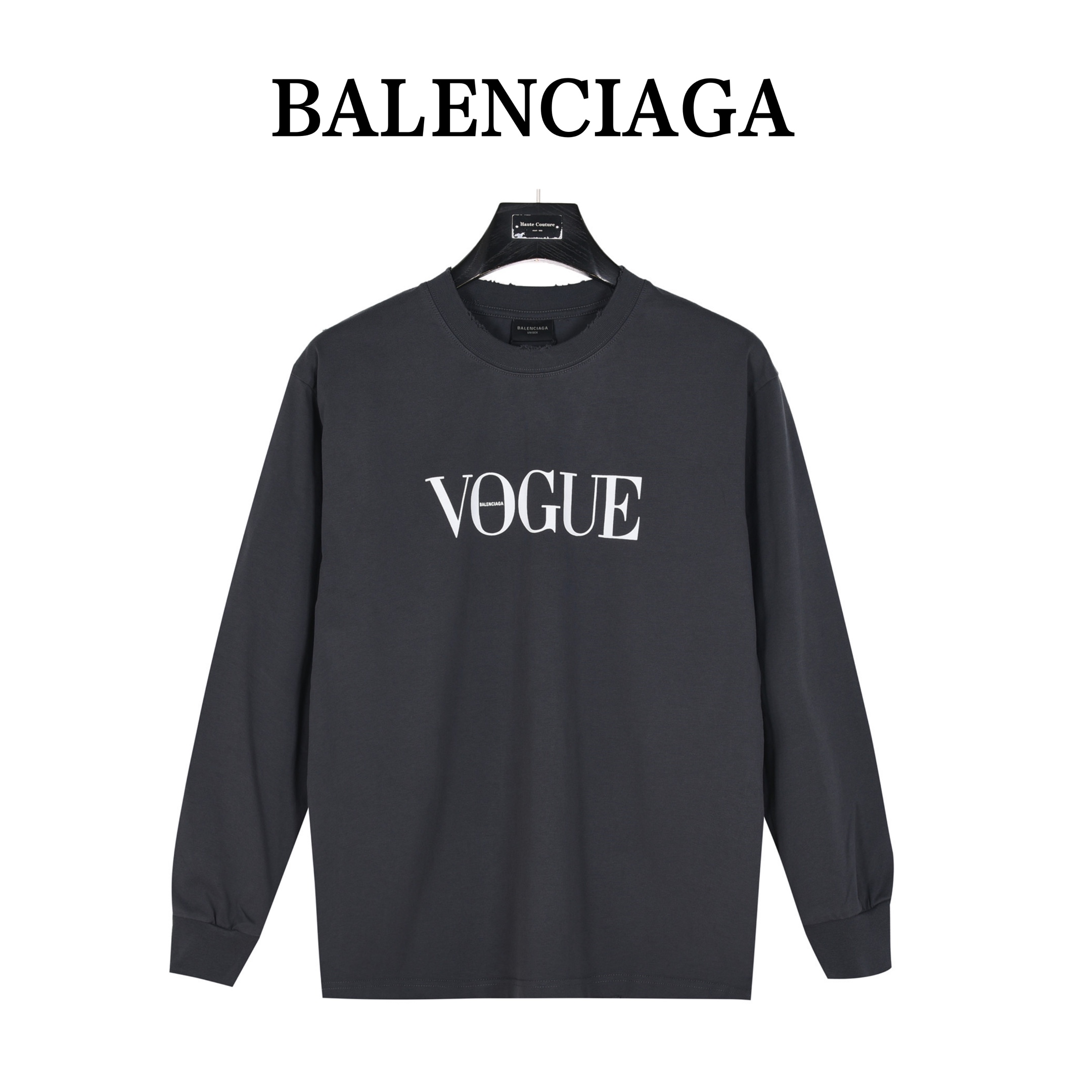 Balenciaga巴黎世家 x Vogue 联名 后背灯塔水洗破洞长袖T恤