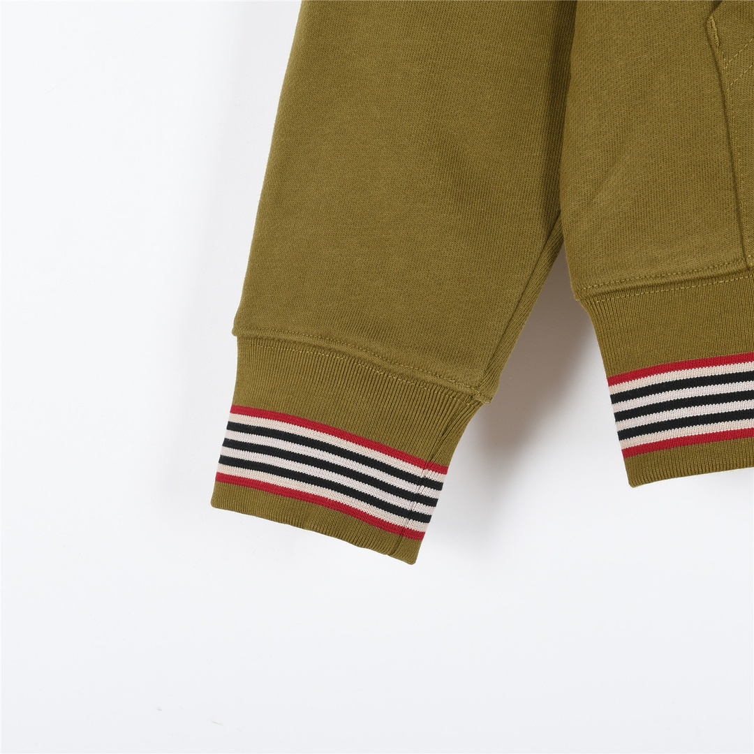 Burberry/巴宝莉 24Fw TB刺绣条纹抓绒拉链连帽外套
