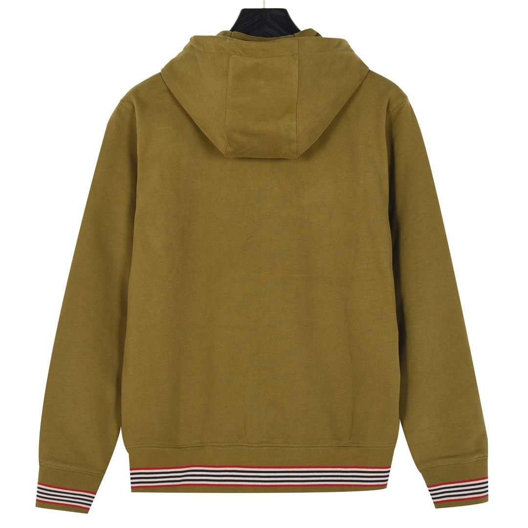 Burberry/巴宝莉 24Fw TB刺绣条纹抓绒拉链连帽外套