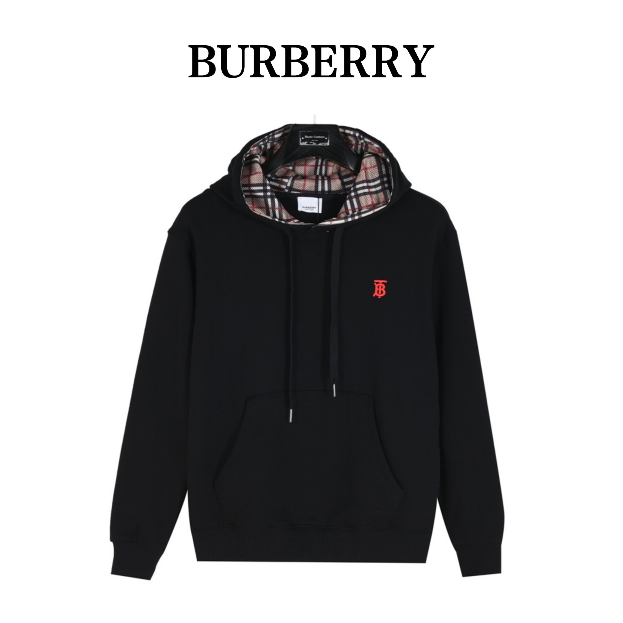 Burberry/巴宝莉经典刺绣字母标识格纹内衬连帽卫衣