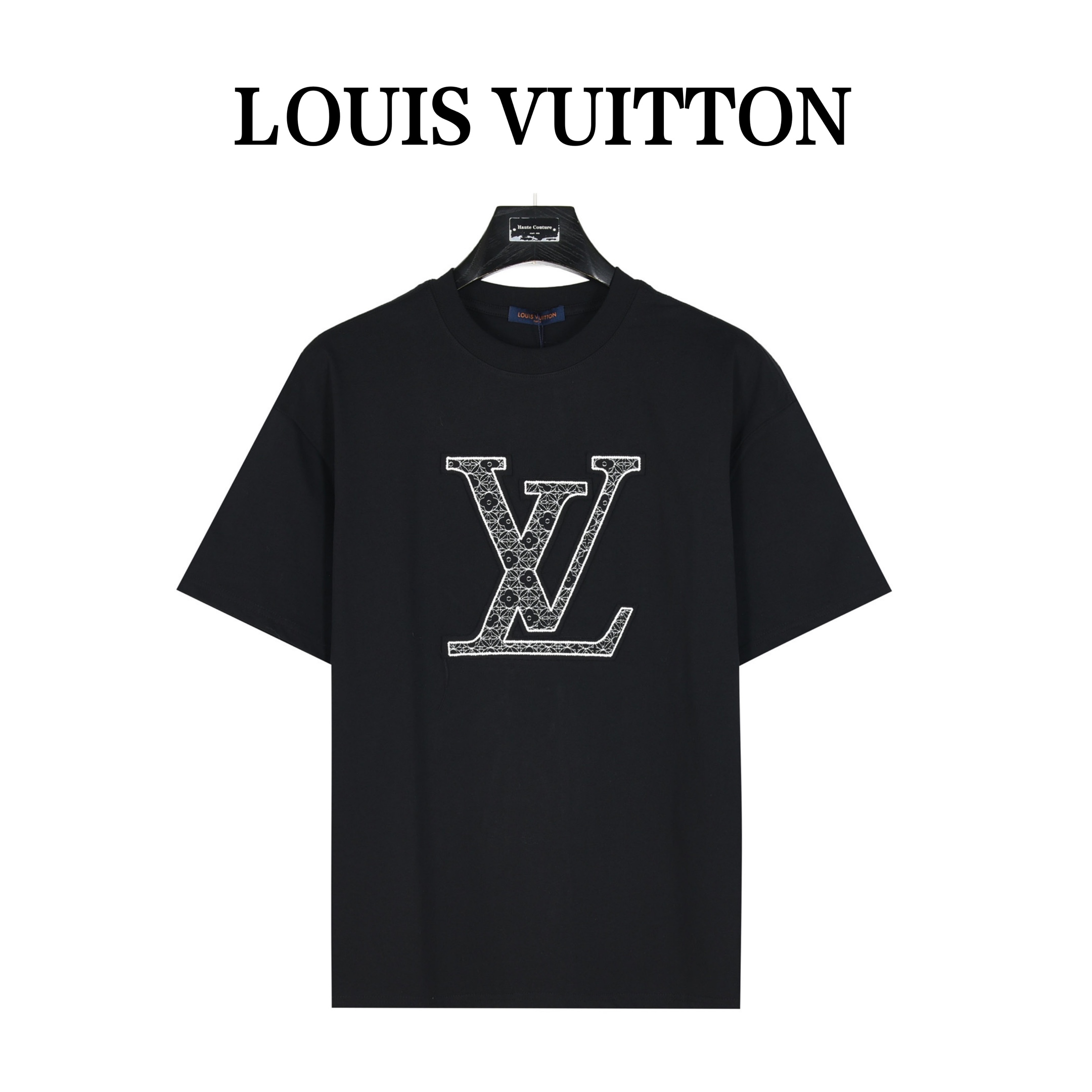 Louis Vuitton/路易威登24ss 大logo内嵌老花花纹刺绣短袖T恤