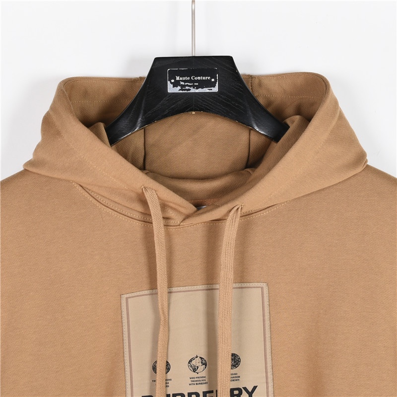 Burberry/巴宝莉 胸前贴布标签连帽卫衣 黑色 卡其色