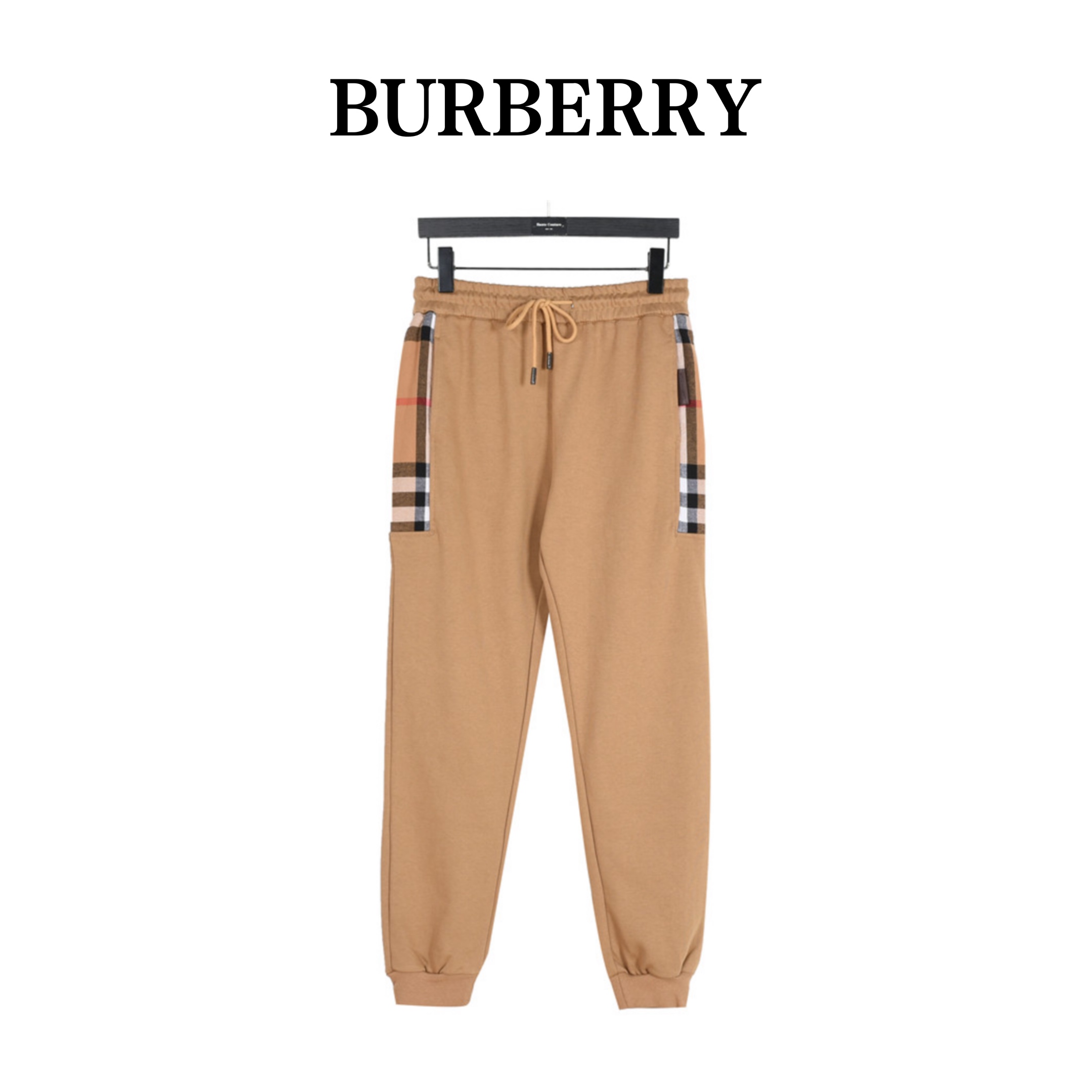 Burberry/巴宝莉 经典侧边格纹拼接棉质长裤