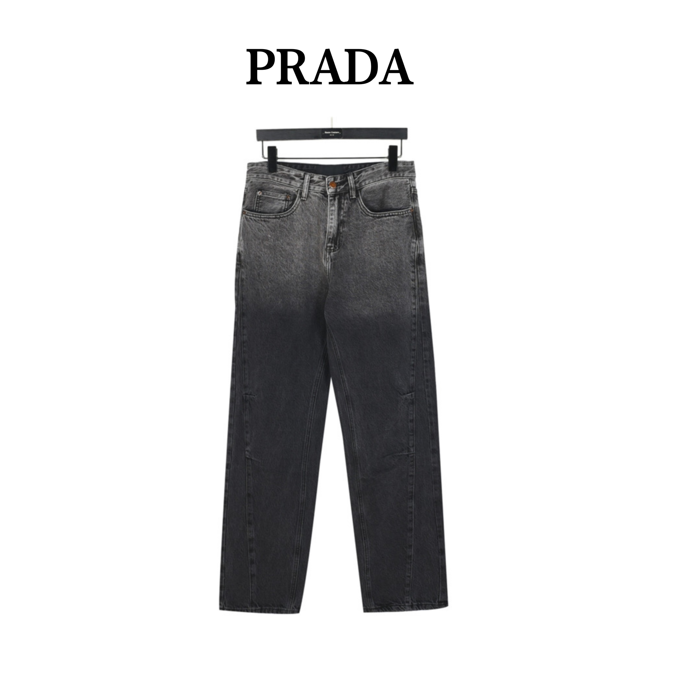 Prada/普拉达后袋三角标解构阔腿牛仔裤