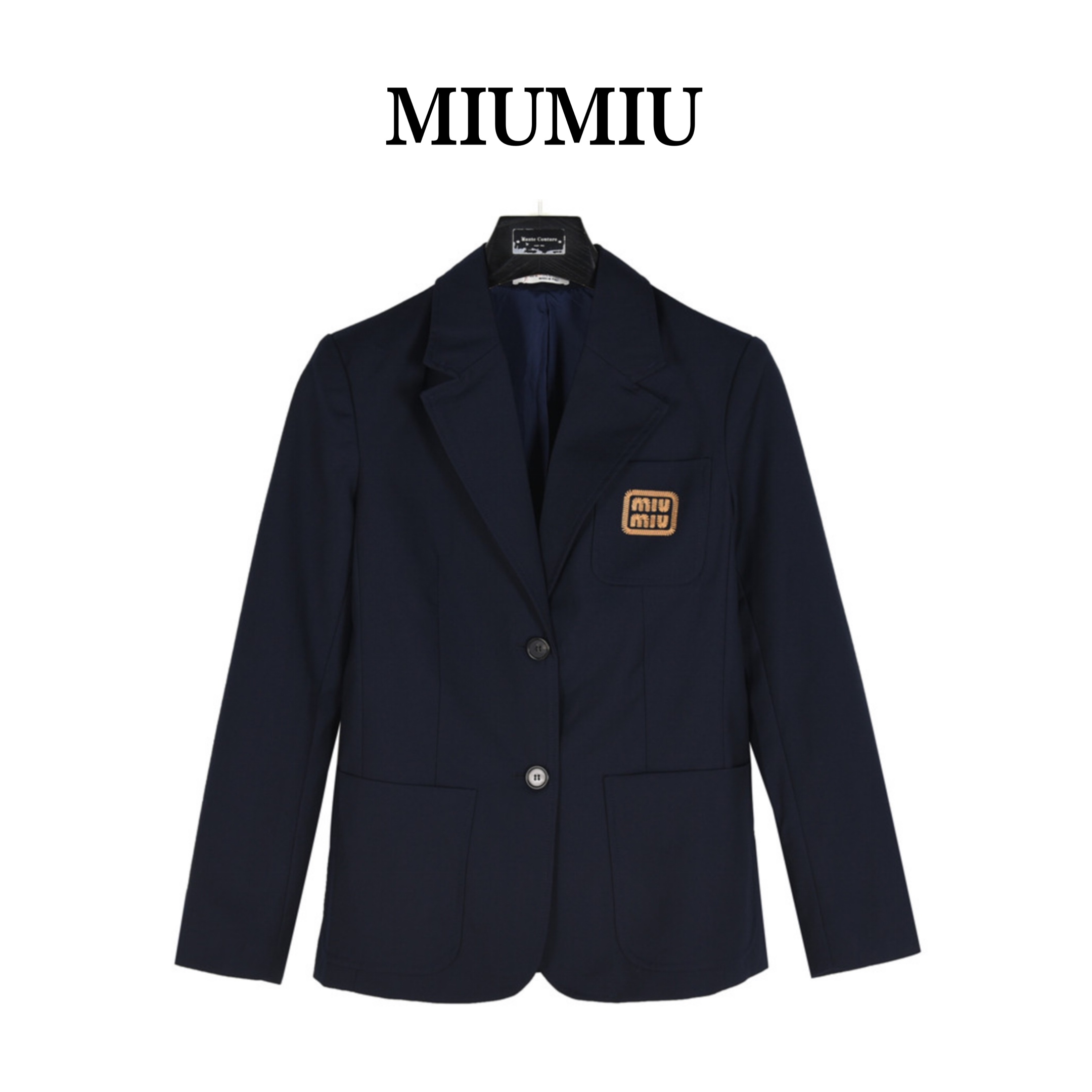 MiuMiu/缪缪 24Fw 金线刺绣logo羊毛西装外套