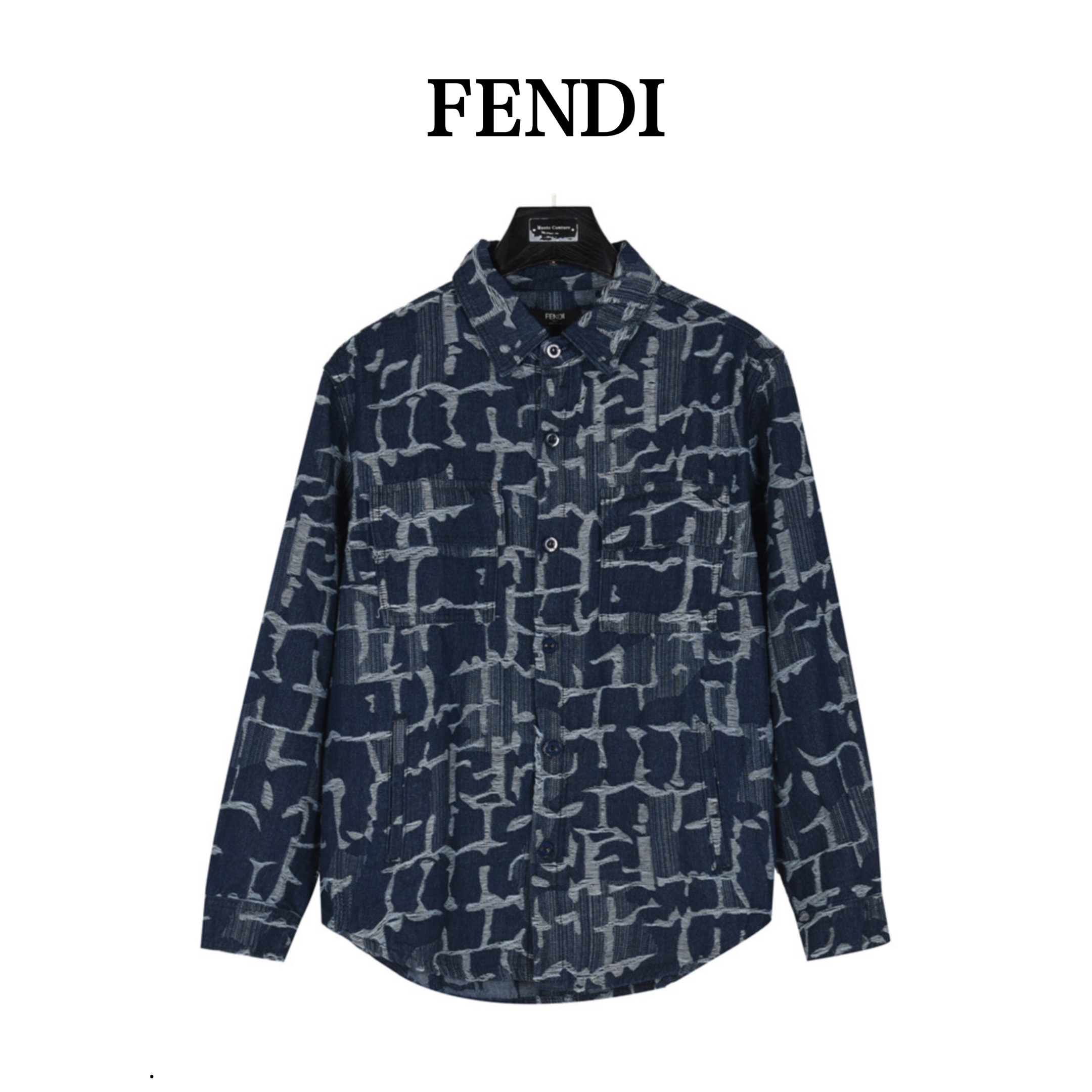 Fendi/芬迪 24Fw 流苏提花牛仔衬衫外套 官网新款长袖